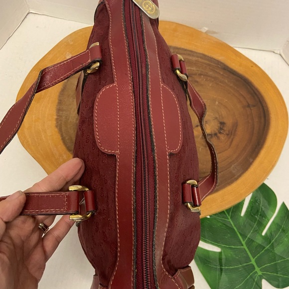 Vintage Gucci Burgundy Micro G Canvas Boston Bag - Picture 8 of 15